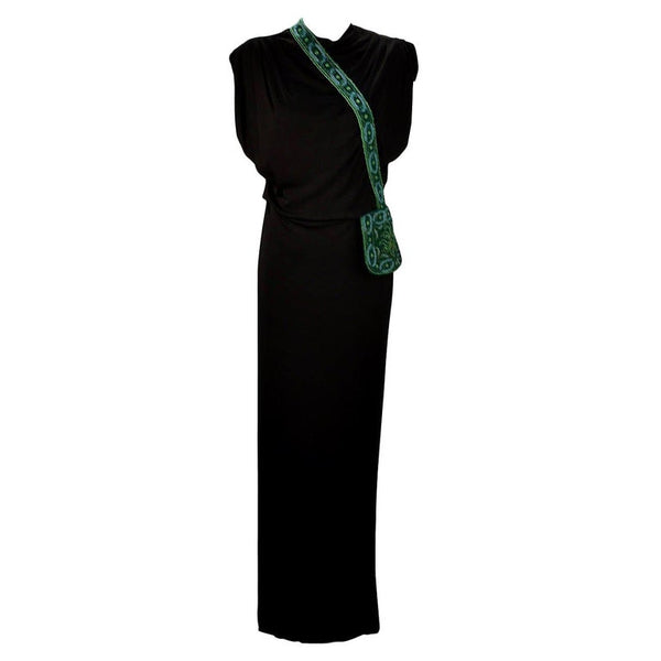 black dress with green accessories 1940s Anita Modes Beaded and Appliquéd Purse category_pineapples and summer celebrations. Color:Classic Black Cotton Ba&Sh Floral Buttoned Mini