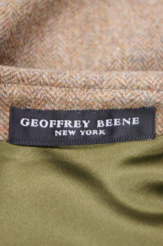 1980s Geoffrey Beene Herringbone Wool Keyhole Shift Dress