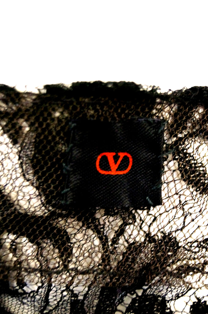 1980s Valentino Black Italian Lace Crop Cardigan