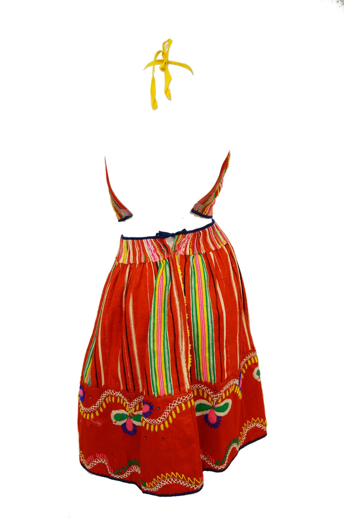 1960s Ethnic Multicolored Woven Skirt and Halter Top