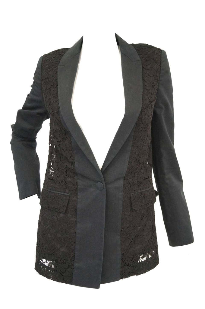 Givenchy Black Floral Lace Back Panel Blazer