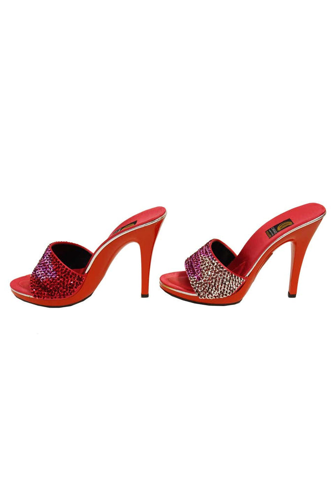 Casadei Red Satin and Sequin Sandals