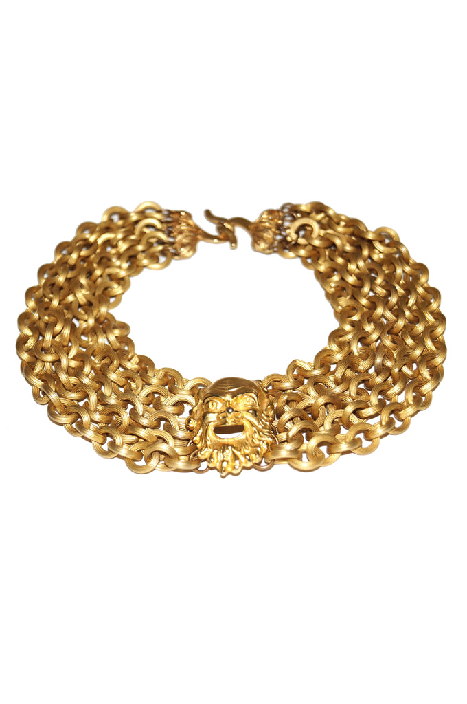 1990s Prevost Gold Chain Zeus Head Choker Necklace