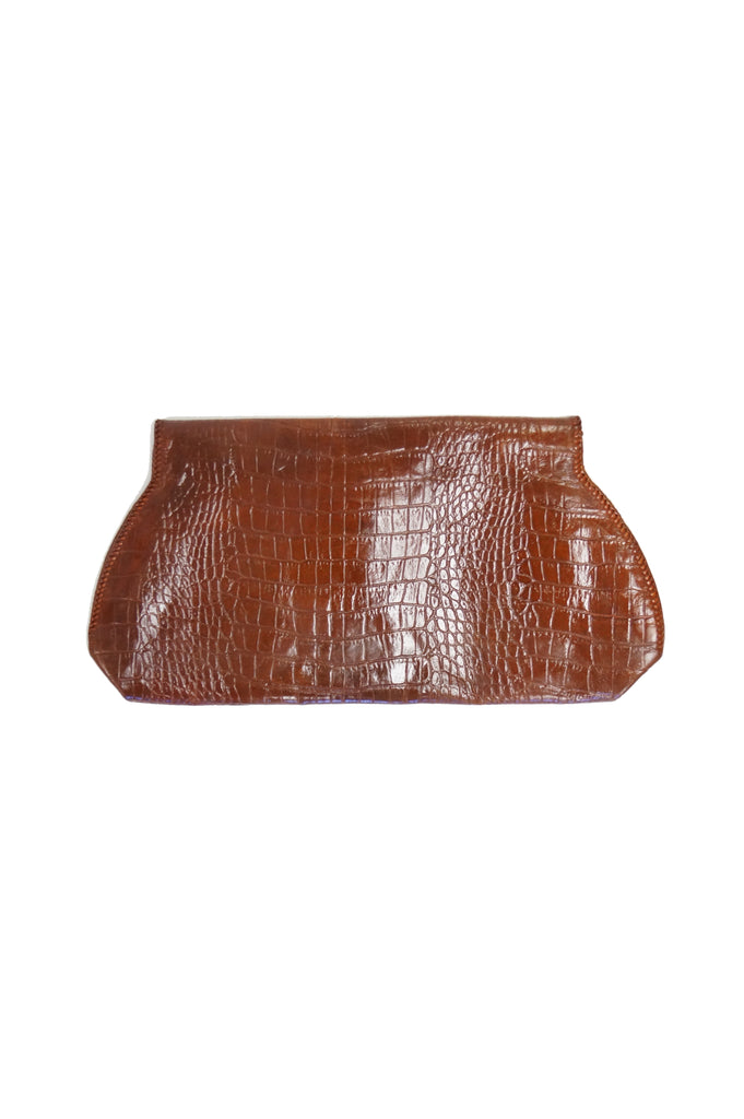 1950s Embossed Alligator Clutch with Lucite Clasp