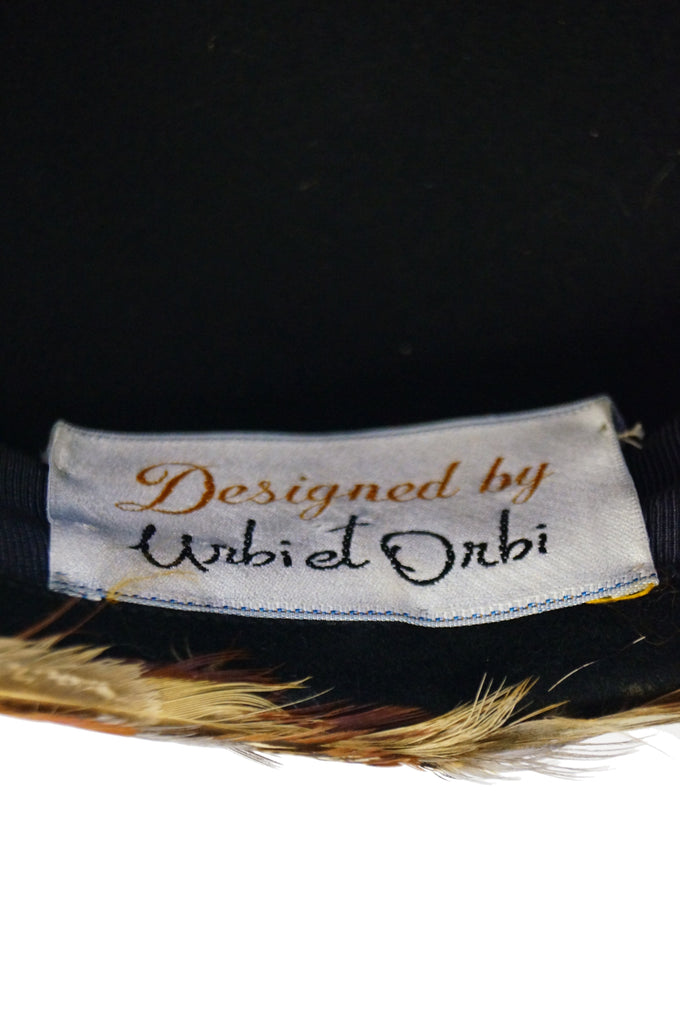 1960s Urbi et Orbi Pheasant Feather Pillbox Hat