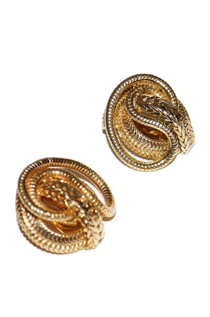 1960s Hattie Carnegie Gold Snake Chain Earrings