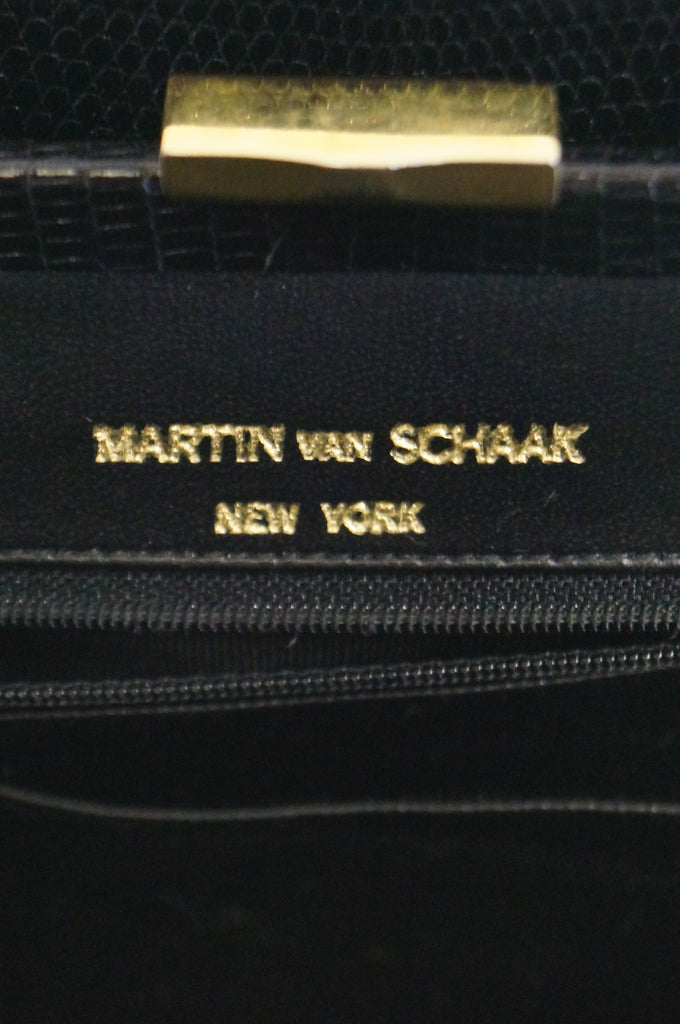 1960s Martin Van Schaak Black Lizard Handbag