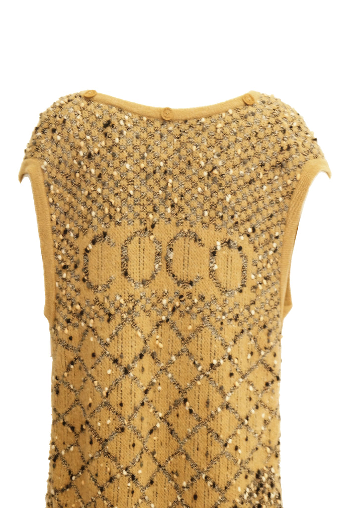 Statement Chanel Logo Knit Vest Coat Liner