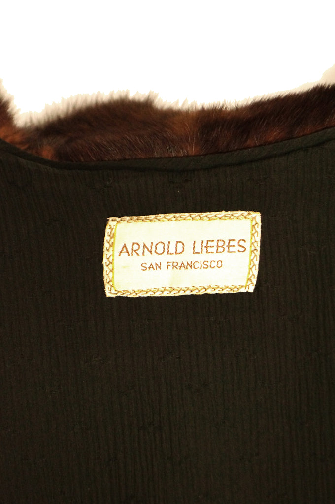1940s Arnold Liebes Feathered Mink Cape w/ Bakelite Details & Silk Lining
