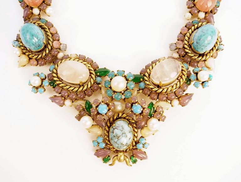 1960s Dior Haute Couture Made in Germany Pastel Cabochon Necklace