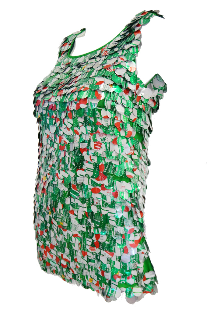 1994 Isaac Mizrahi Spring/Summer Runway Green Aluminium Paillette Diet 7-Up Dress
