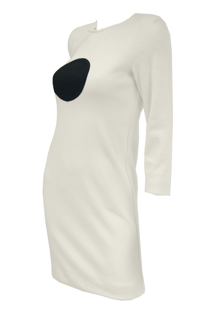 1960s MOD Cream Knit Wear Dot Dress