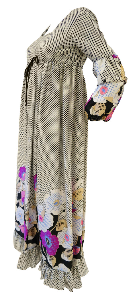 1970s Miss Eileen Swiss Dot with Flower Dress & Pants