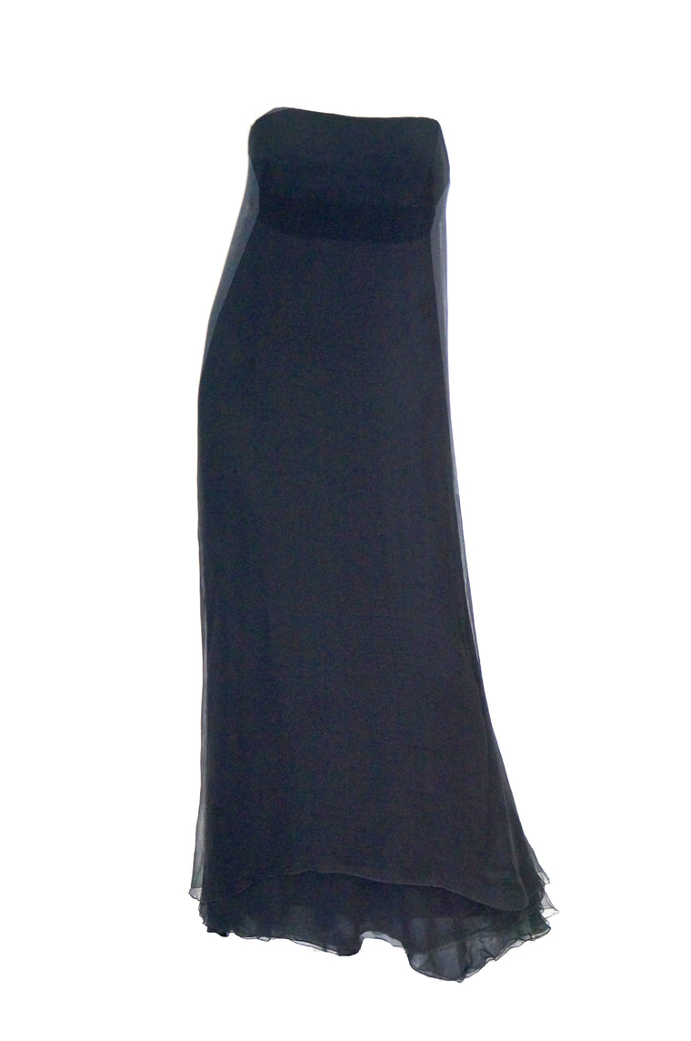 1960s Stavropoulos Black Silk Evening Dress