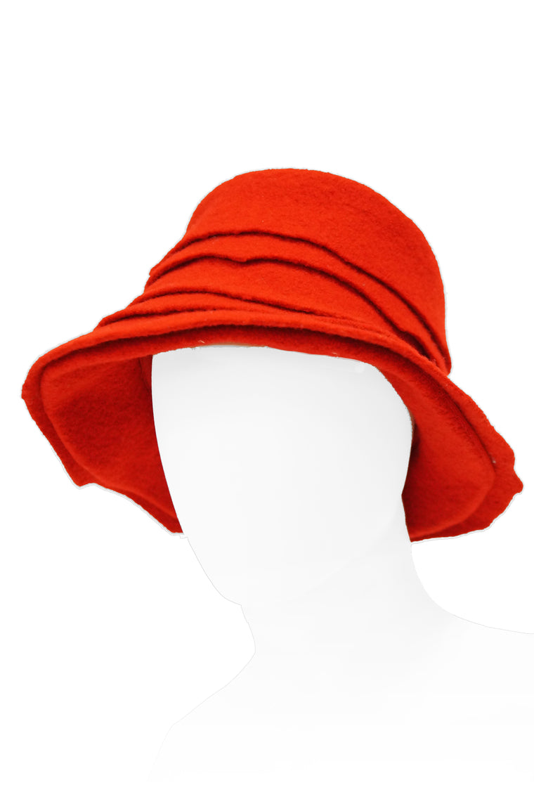 2001 Stephen Jones Rose Red Felt Layered Bucket Hat, England