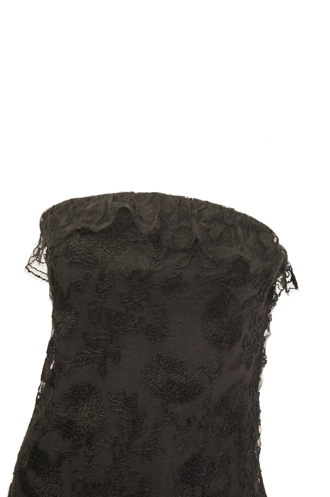 m1957 Haute Couture Balenciaga Strapless Black Riechers Marescot Lace Dress