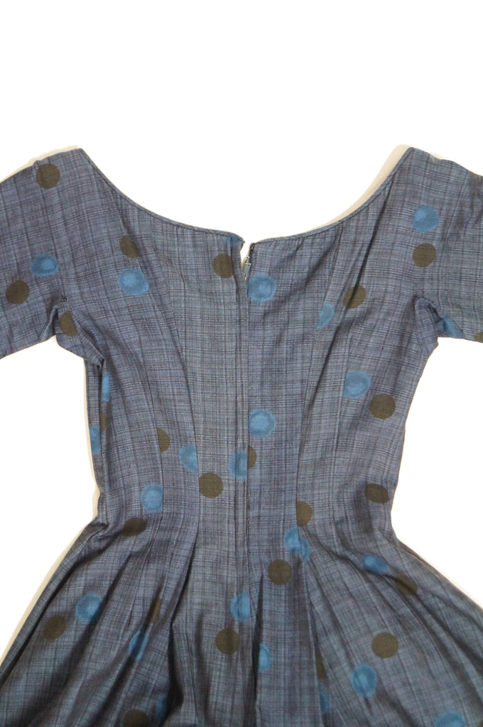 1950s Suzy Perette Blue Polkadot New Look Dress