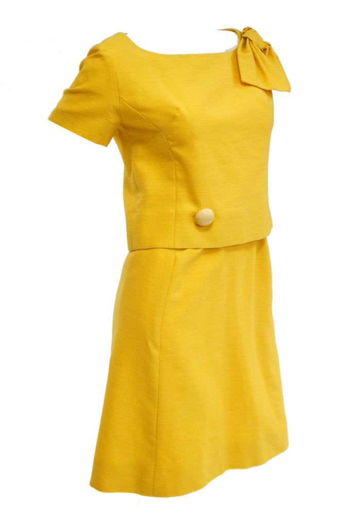 1960s Pierre Cardin Sunshine Yellow Wool Mod Dress
