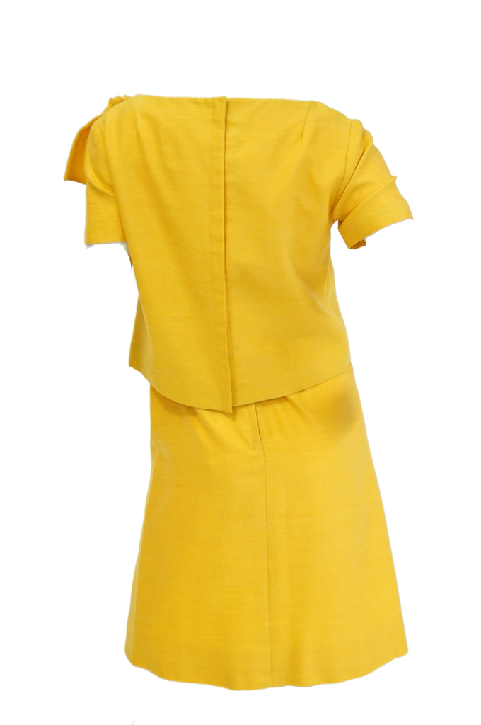 1960s Pierre Cardin Sunshine Yellow Wool Mod Dress