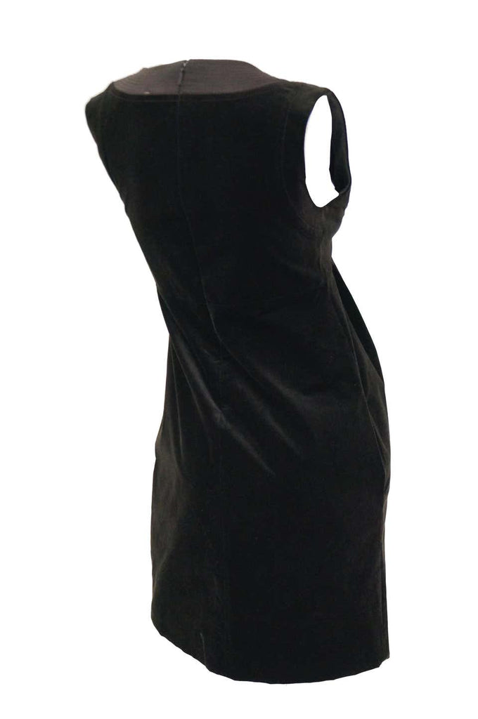 Gucci Brown Velvet Sheath Dress with Quilted Neckline Detail