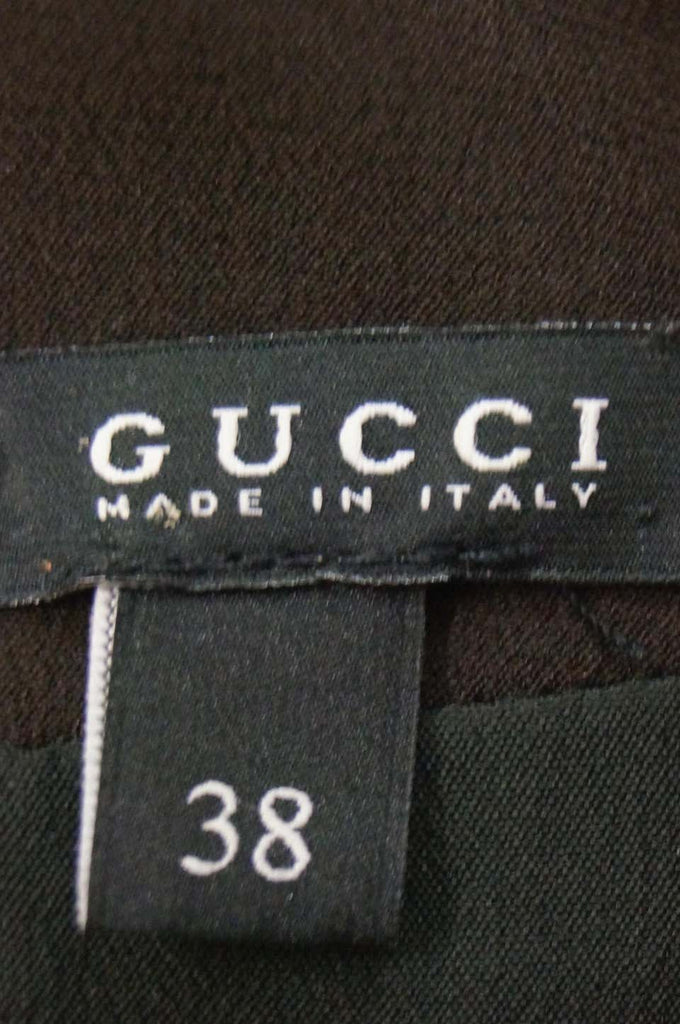 Gucci Brown Velvet Sheath Dress with Quilted Neckline Detail