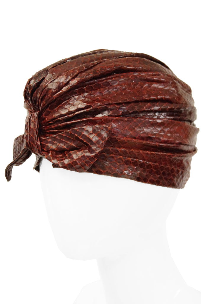 1950s Custom Neiman Marcus Sienna Snakeskin Turban