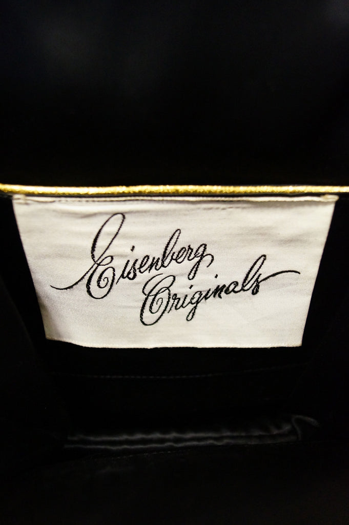 Rare 1940s Eisenberg Rhinestone Black Ultra Suede Handbag