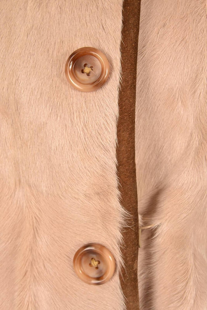 1960s Bisque Calf and Angora Rabbit Fur Coat