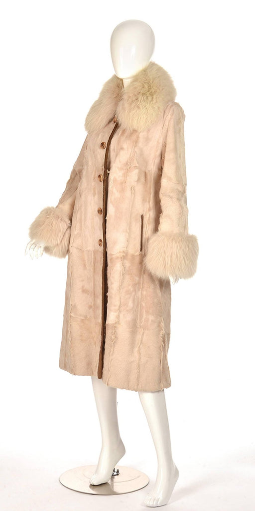 1960s Bisque Calf and Angora Rabbit Fur Coat