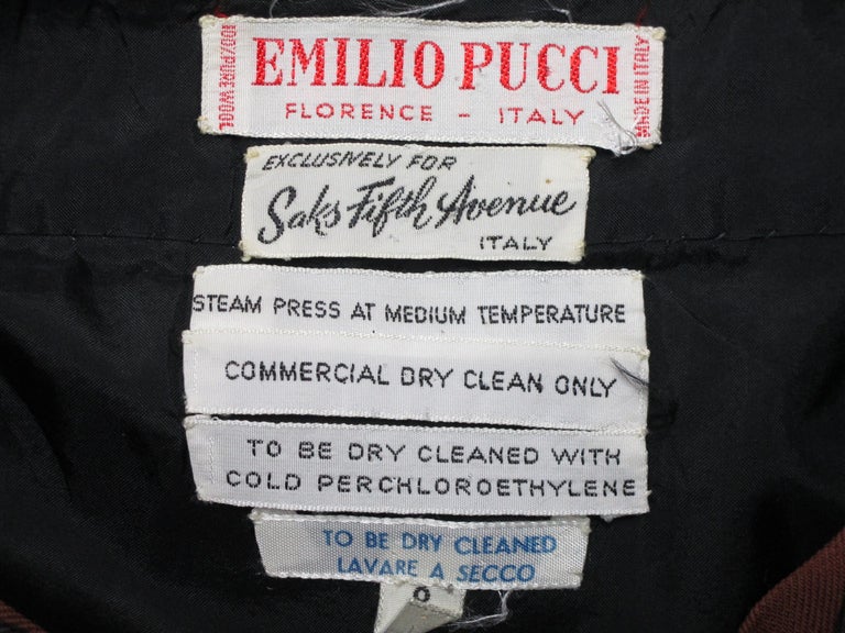 1960s Emilio Pucci Wool Neutral Geometric Print Wrap Skirt