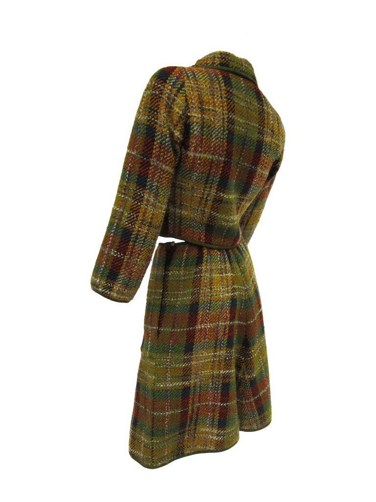 1960s Bonnie Cashin Polychromatic Wool, Suede, and Brass Skirt Suit
