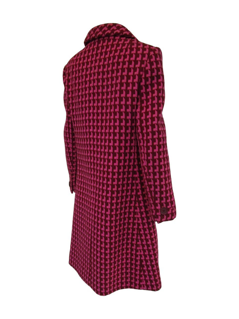 1960s Geoffrey Beene Pink and Plum Drop Shadow Pattern Coat
