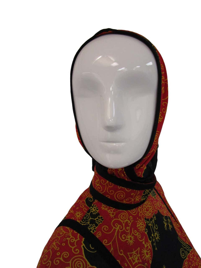 1960s Geoffrey Beene Decorative Printed Maxi Dress w Head Scarf