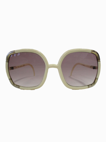 Vintage 70’s Disco Ted Lapidus Paris Oversize Cream Gold oversized  Sunglasses Vintage 70 main image 3