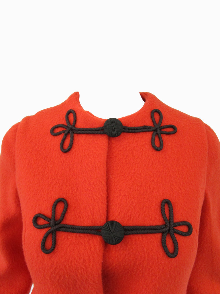 1970s Mod Orange Wool Coat Dress