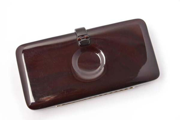 1960s Italian Mod Dark Brown Lucite Clutch with Circle Indent