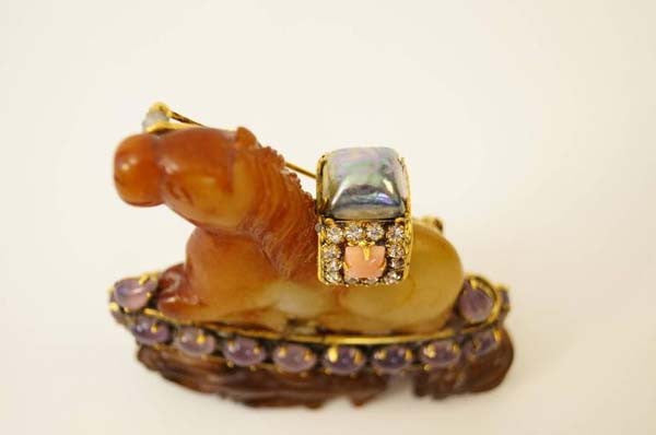 Iradj Moini Agate Jeweled Horse Brooch