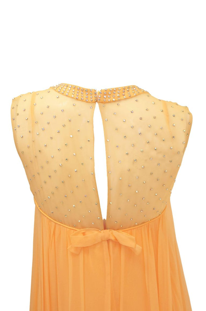 1960s Peach Crepe de Chine and Sequin Dress