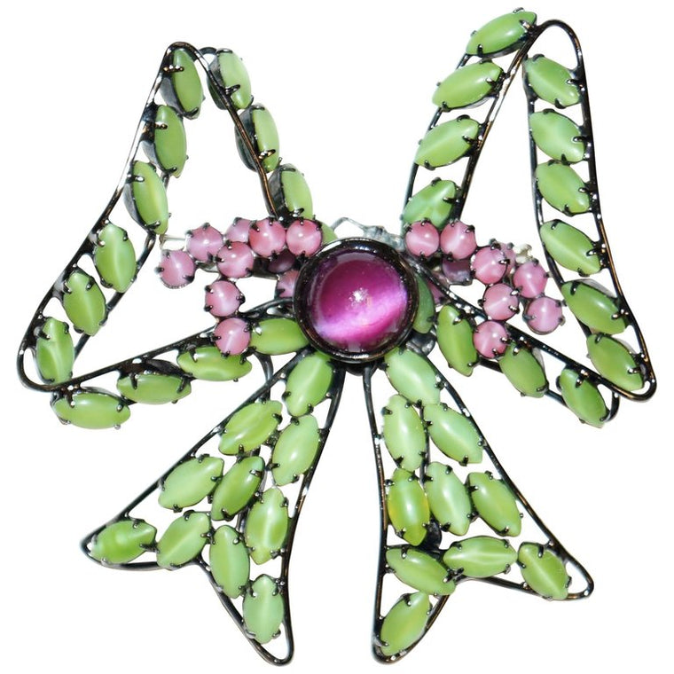 LOVELY Huge Layered Art Glass Rhinestone Brooch Pin,Floral Design,Aqua – A  Vintage shop