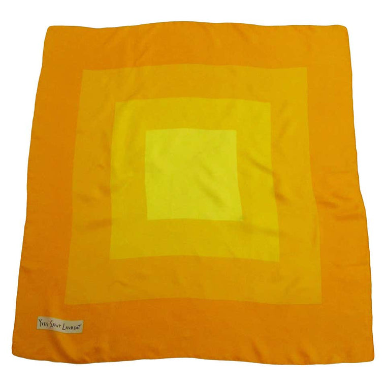 YSL Yellow Radiant Square Burst Silk Scarf