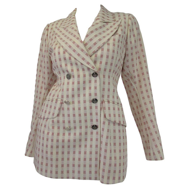 1990’s Vivienne Westwood Gold Label Red and Cream Checked bobble Breasted Blazer