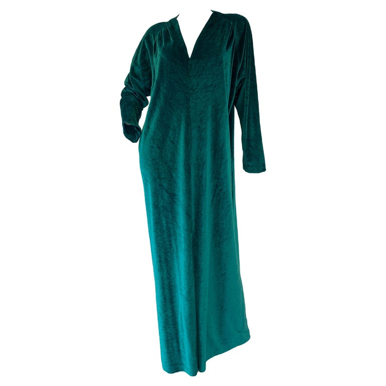 Early 1980’s Halston IV Green Velvet Jersey Caftan