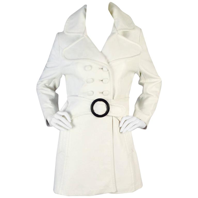 1960s Mod White Leather Trench Coat - MRS Couture