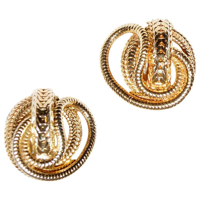 1960s Hattie Carnegie Gold Snake Chain Earrings