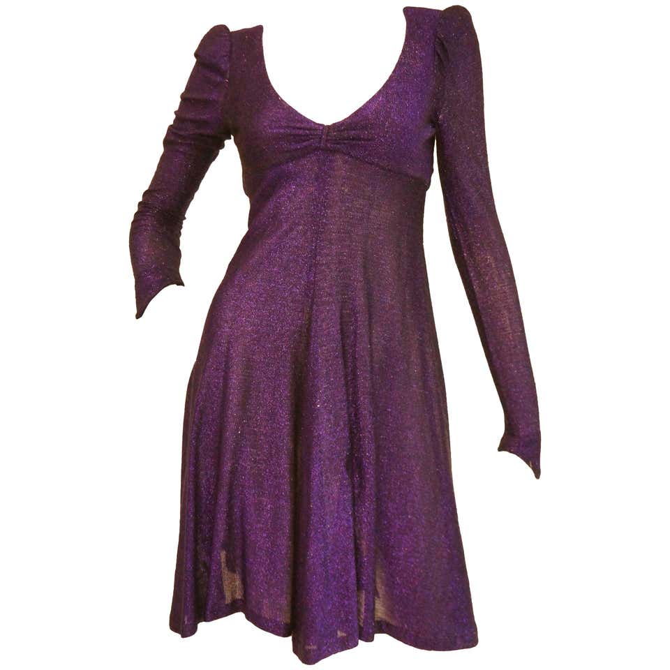 Classic 1970s Biba by Barbara Hulanicki Purple Metallic Lame Party