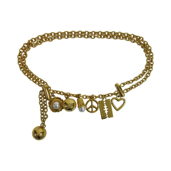 Unusual Chanel By Karl Lagerfeld Goldtone Double Spiral Chain Belt For Sale  at 1stDibs