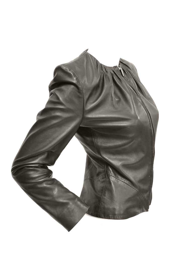1980s Gianni Versace Bistre Brown Kidskin Leather Jacket