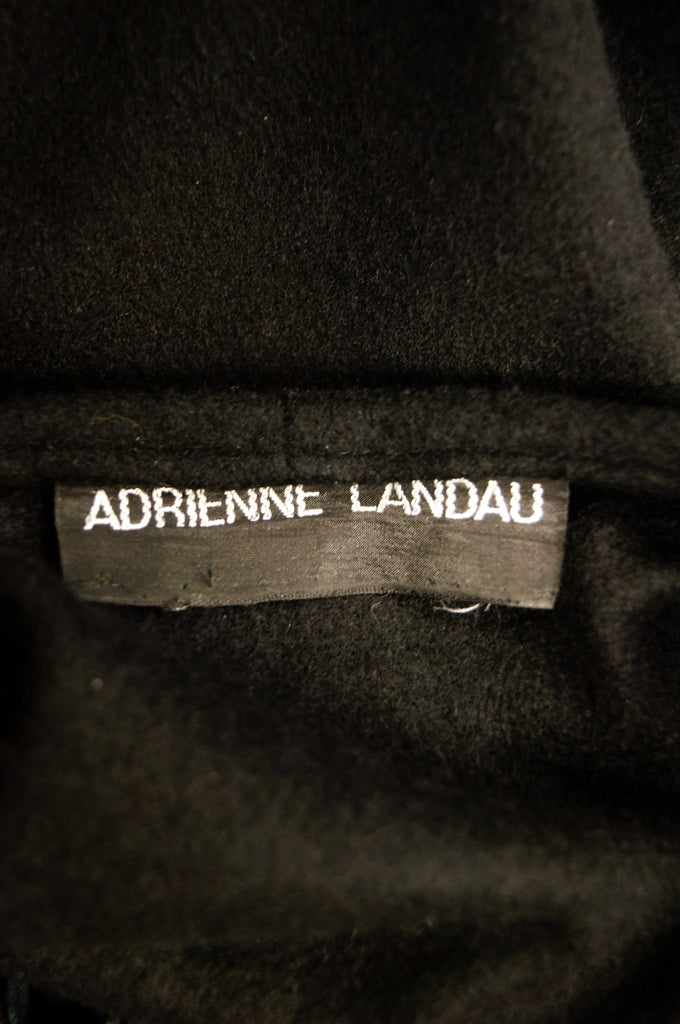 Adrienne Landau Black Wool and Fox Fur Shawl