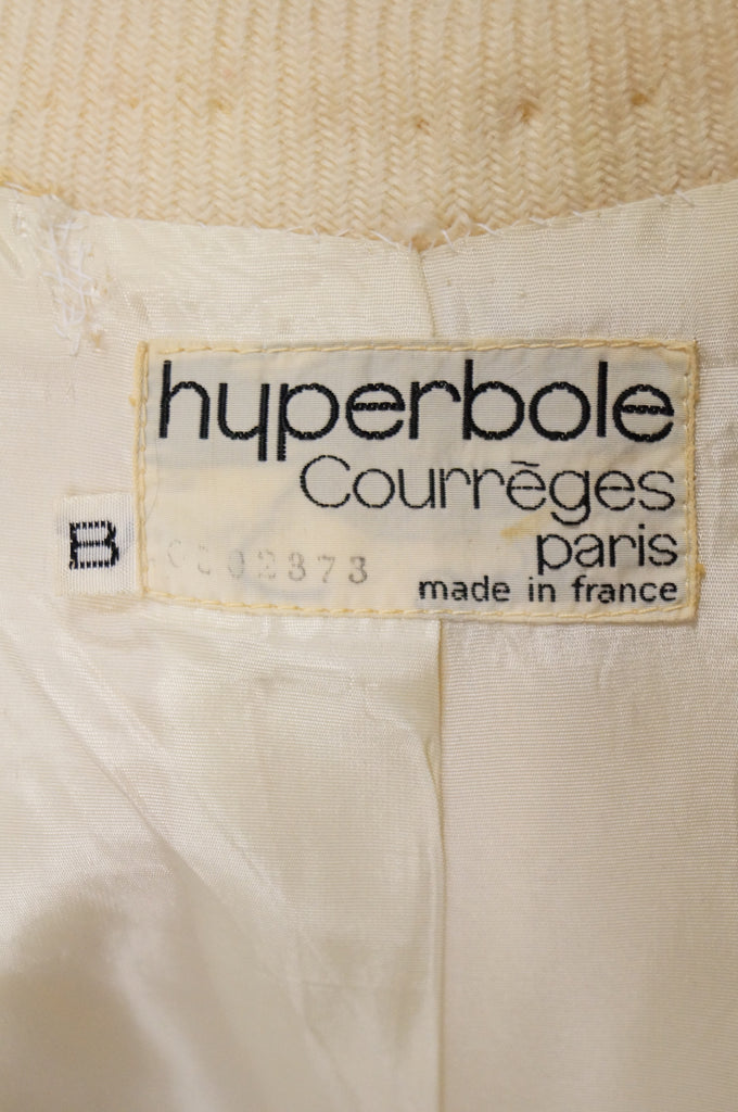 1960s Courreges Hyperbole Cream Wool Coat with Accent Zippers and Buttons