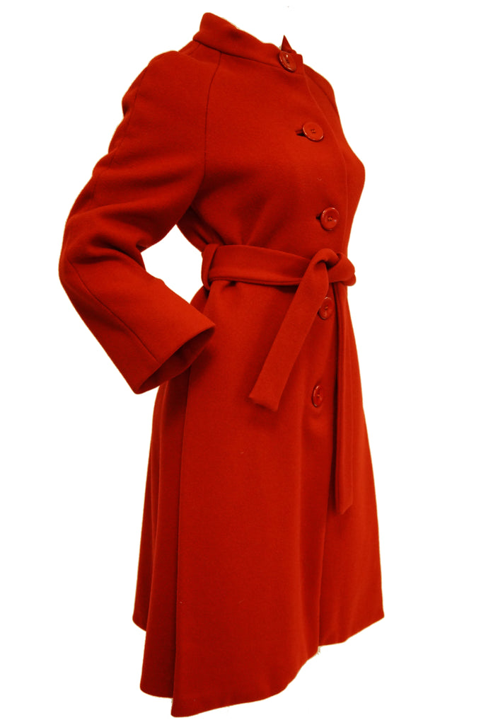 1960s Rodrigues Poppy Red Wool Mod Coat